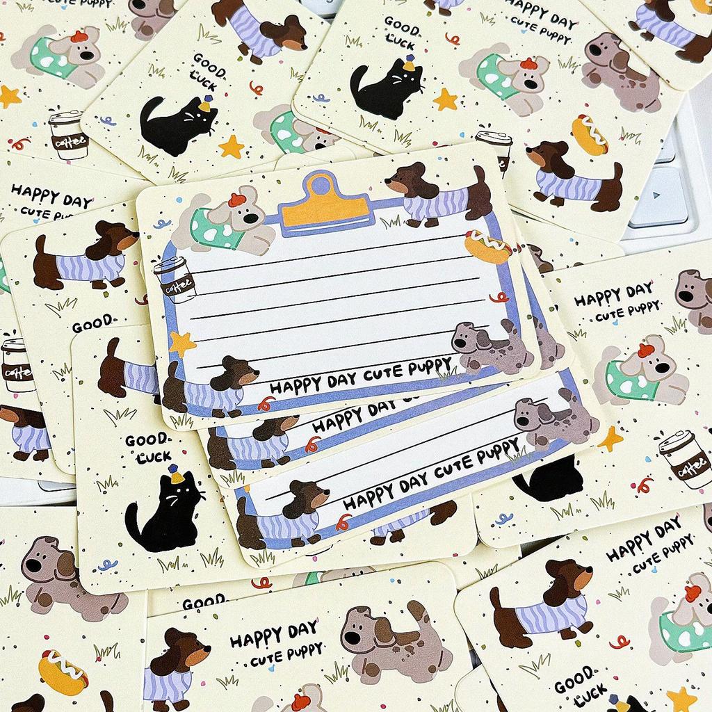 Creative Cute Cartoon-Style Splash Ink Puppy Message Card for Romantic Handwritten Blessings