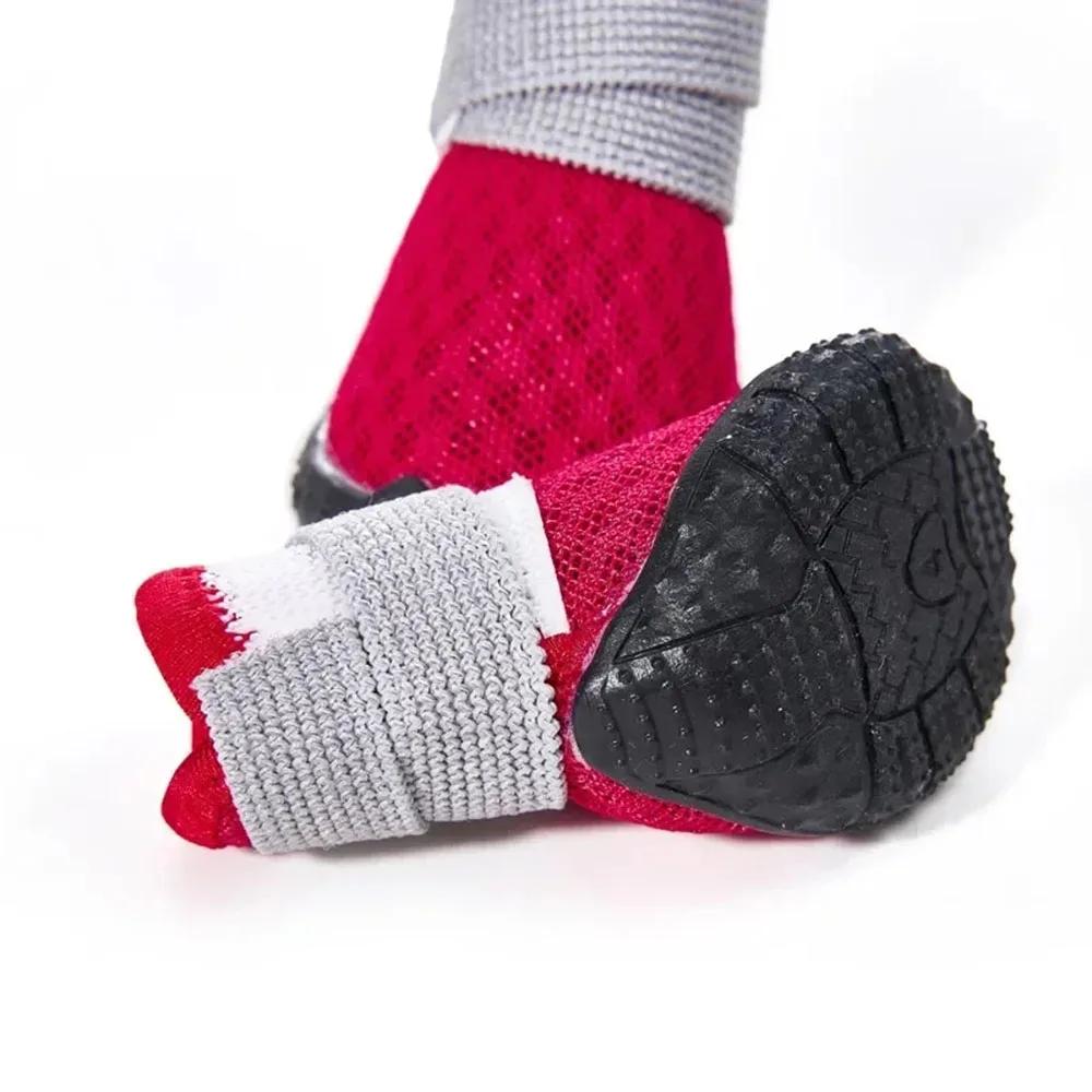 Små Hundskor Mjuka Gummisulor Hundstövlar Husdjur Tasskydd Andningsbara Valpstövletter för Utomhuspromenader Inomhus Hårt Trägolv