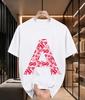 2026 New Arrival Pure Cotton Tshirt Lips Print Filled Letter A Graphic Crew Neck Top Casual Short Sleeve