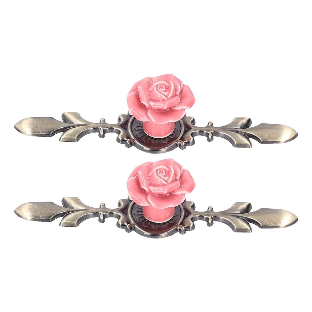 2 Zestawy Gałka Meblowa Róża Kwiatowa Ceramiczny Uchwyt do Szuflady Szafy na Meble Kuchenne