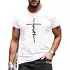 T-shirt Męski Krzyż Wiara Biały Krótki Rękaw Koszulki Jedwabisty Graficzny Modny Casual