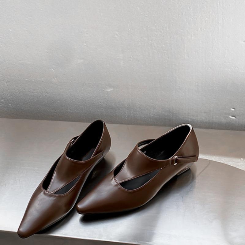 

Новые однобортные туфли Весенняя мода остроносые неглубокие кожаные туфли с мягкой подошвой, нескользящие, износостойкие, на низком каблуке 42