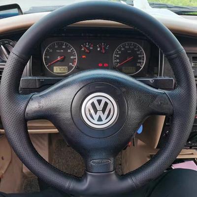 DIY Schwarze Carbonfaser Lenkradabdeckung für Volkswagen VW Golf 4 (IV) Passat B5 Polo Bora Sharan Skoda Fabia 1 (6J)