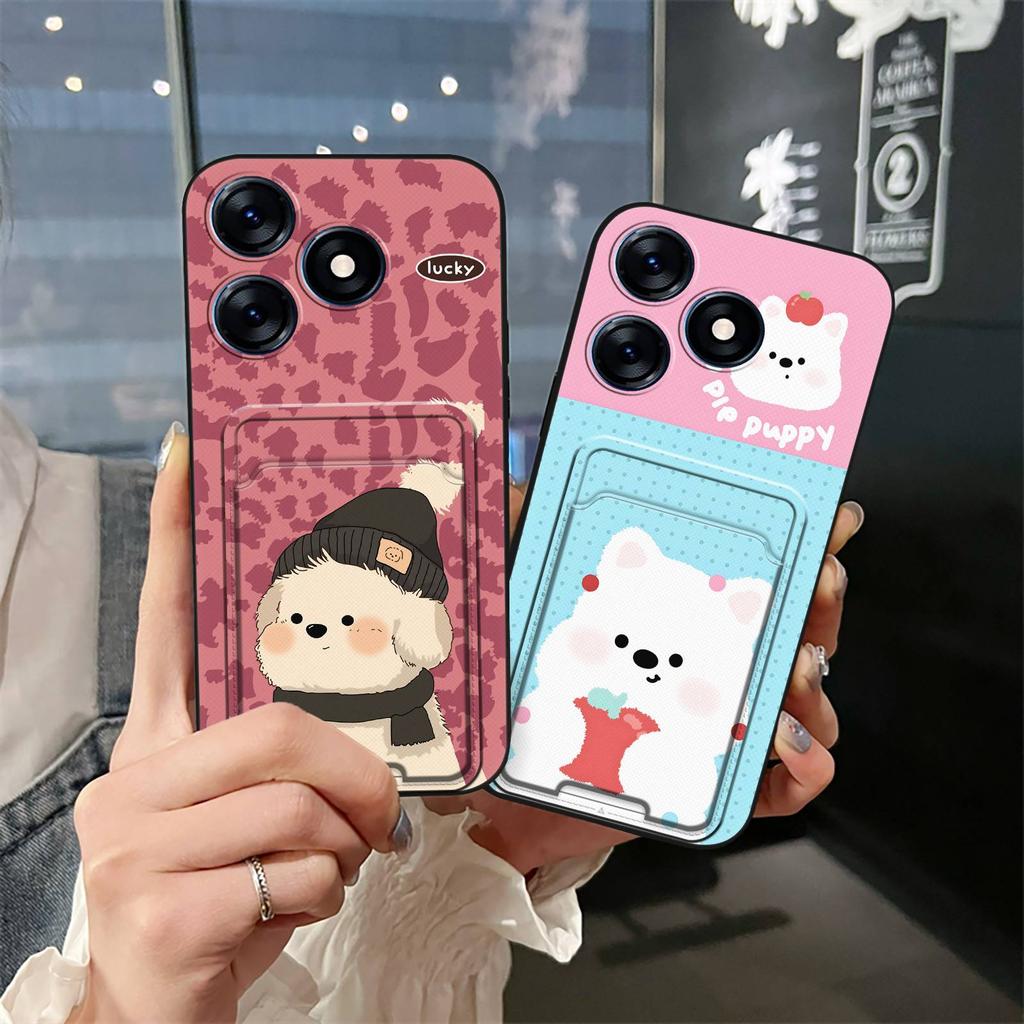 Card slot Dirt-resistant Phone Case For Tecno Spark10 4G/K15K Card bag Silicone Anti-knock Cover Durable Full wrap TPU