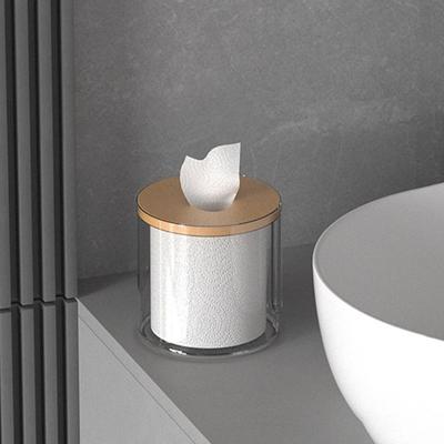 Creative Wooden Cover Tissue Box Simple Storage Box Transparent Round Roll Paper Tube Toilet Paper Roll Storage Tissue Boxs