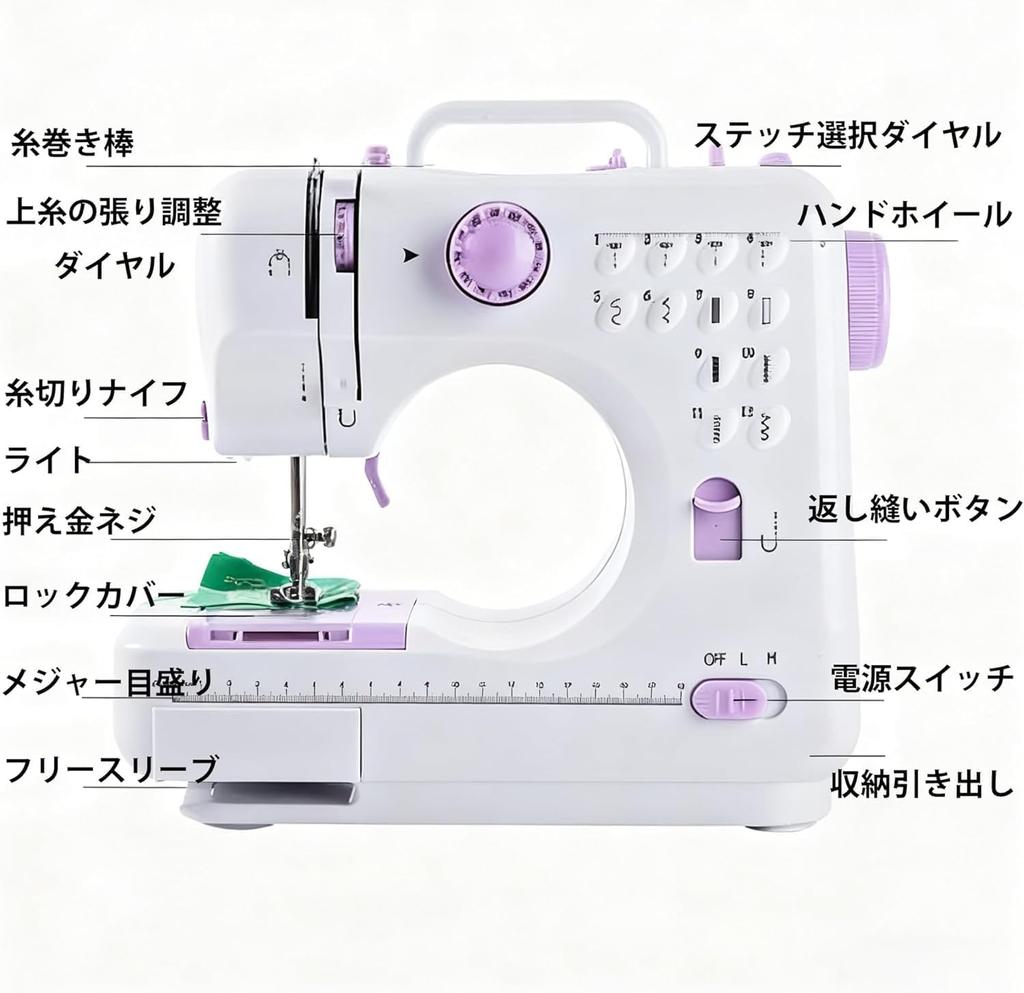 Beginner-friendly Electric Sewing Machine, Small and Compact, for Home Use | 12 Stitch Types & Reverse Stitch Function | 2-way Power Supply | Foot Con