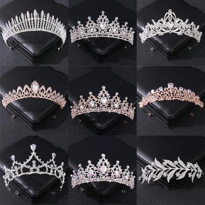 Tiara para el cabello de boda, Tiara nupcial de cristal, corona, diadema de Color plateado, velo, Tiaras, accesorios para el cabello de boda, tocados, joyería para la cabeza
