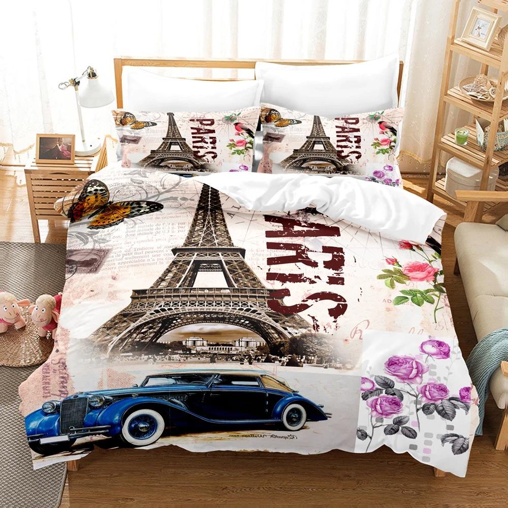 3D Design Vintage Vintage Cars Quilt Cover Kit With Pillowcase Twin Size Full Queen Size King Dimension Bedclothes Bed Linen