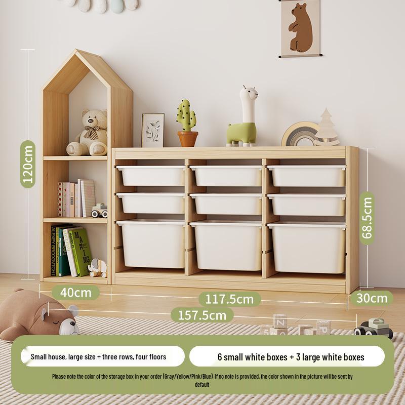 Children's Solid Wood Toy & Book Storage Shelf and Cabinet