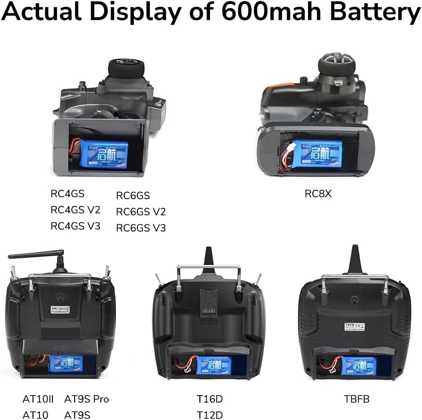 7.4V 600mAh 15C 2S LiPo Battery with 2-Pin JST Connector – Compatible with RC A560, SU27, D460, RC4GS V3, RC6GS V3