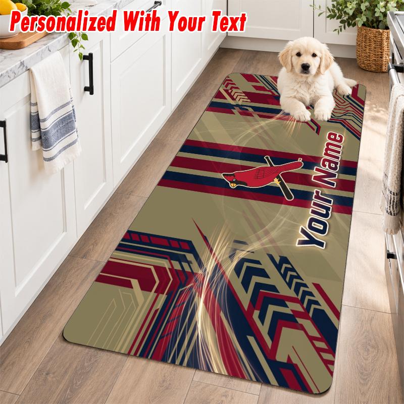 St. Louis Cardinals Custom Name Flannel Rug Kitchen Mat Non Slip Floor Carpet Personalized Home Decor