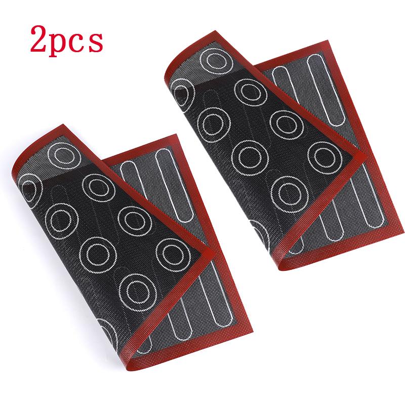 New Silicone 30x40cm Two Sided In One Printing Macaroon Puff Baking Mat Non Stick Pastry Oven Cake Perforated Sheet Liner Mat