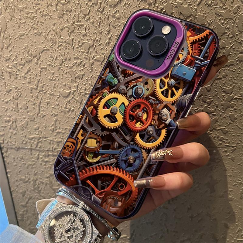 Cool Graffiti Mechanical Pattern TPU Basic Phone Case for iPhone 16 15 Pro Max 16E 14 13 12 11 XS X XR 7 8 Plus Hard Back Cover