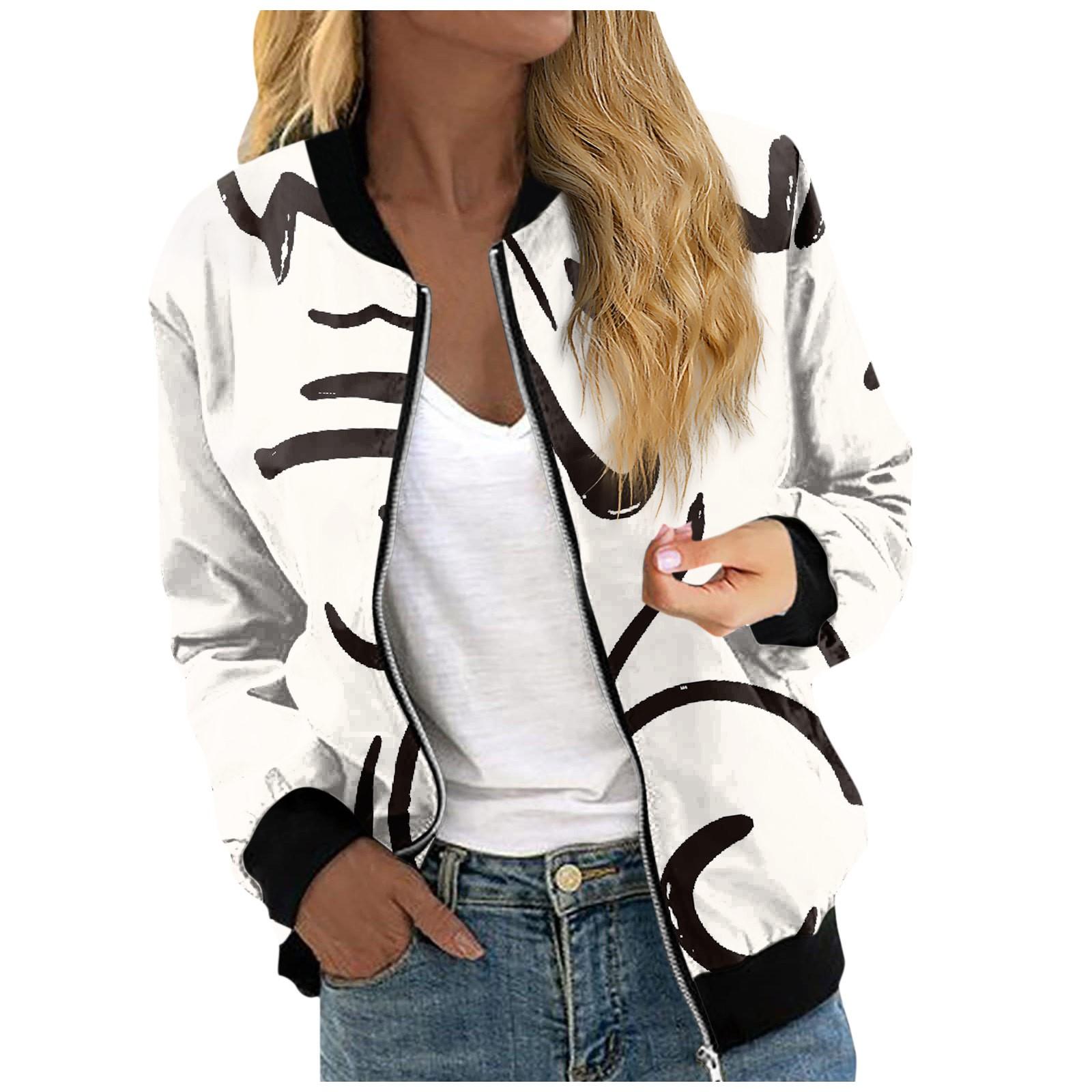 

Жіночі куртки з довгими рукавами, легкі, укорочені модні верхній одяг із принтом, повсякденні стьобані куртки з кишенями L бежевий