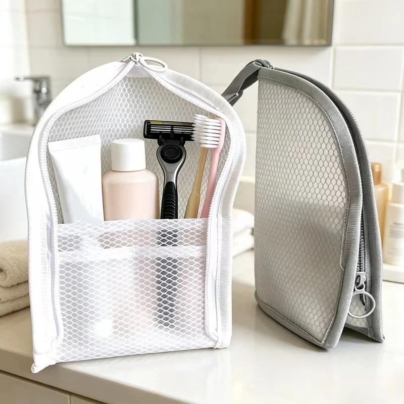 1/2/4Pcs Portable Eva Travel Foldable Toothbrush Cosmetic Organizer Standing Mesh Toiletry Bag Women Bathroom Storage Pouch