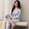 Pajamas Ladies Spring Autumn Summer Simulation Silk Cold Silk Ice Silk Long Sleeve Pants Set Light Luxury Loungewear Loose Edition