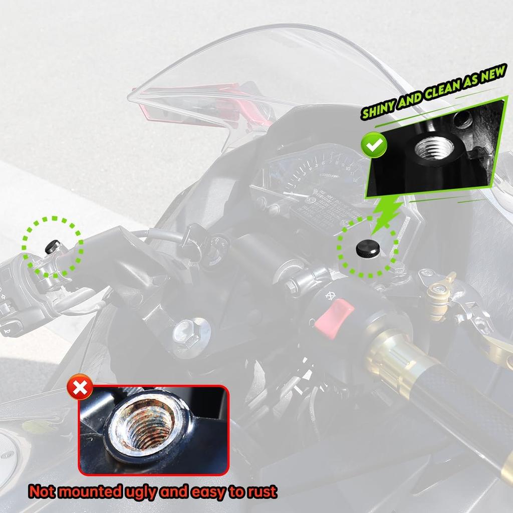 3 Pcs Motorcycle Mirror Hole Plug M10x1.25, Universal Space Aluminum Motorcycle Rear View Mirror Screws Suitable for Most Motorcycle(Honda,Yamaha,