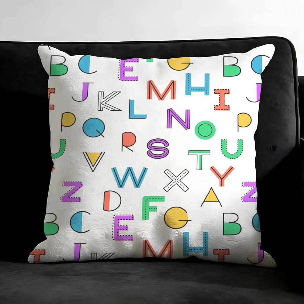 English Letters Fashion Cushion Cover Pillowcase Ultra Soft Skin Friendly Fabric Cloud Like Comfort & Concealed Zipper