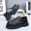 Fashion Summer Autumn Hollowed-out Leather Shoes for Men Black Knit Platform Shoes Male Fashion Casual New Designer Dress Shoes Man