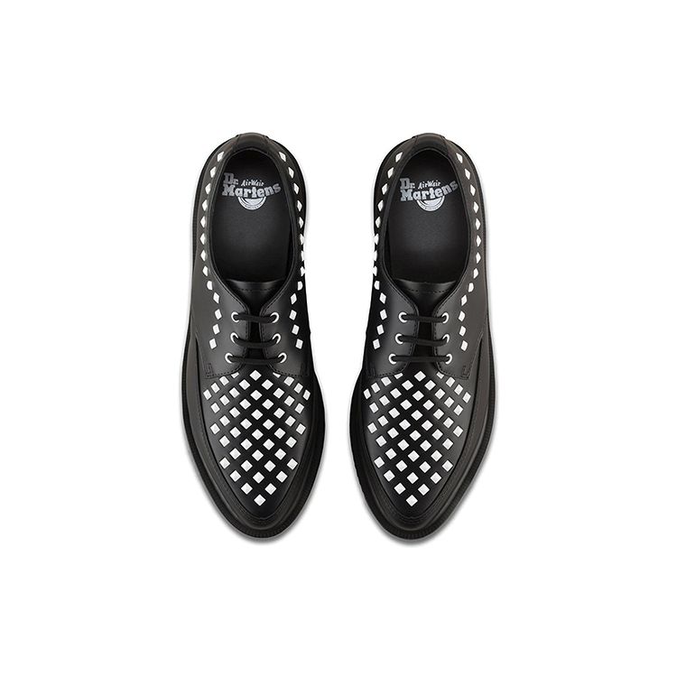 Dr. Martens Willis Stud Casual Leather Shoes Unisex Shoes Black White 23479001