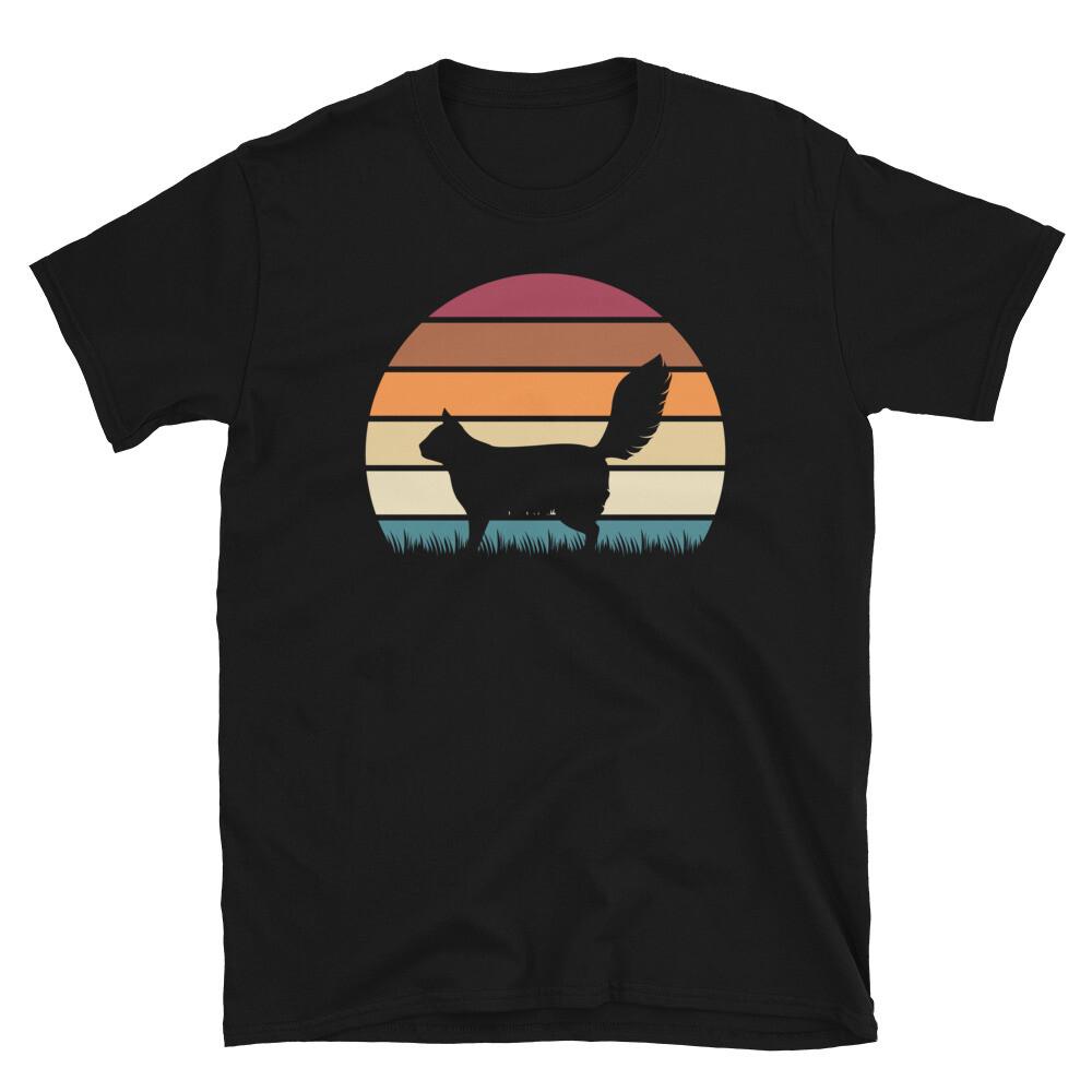 Retro Sunset Kitten Feline Pet Turkish Angora Cat Short-Sleeve Unisex T-Shirt