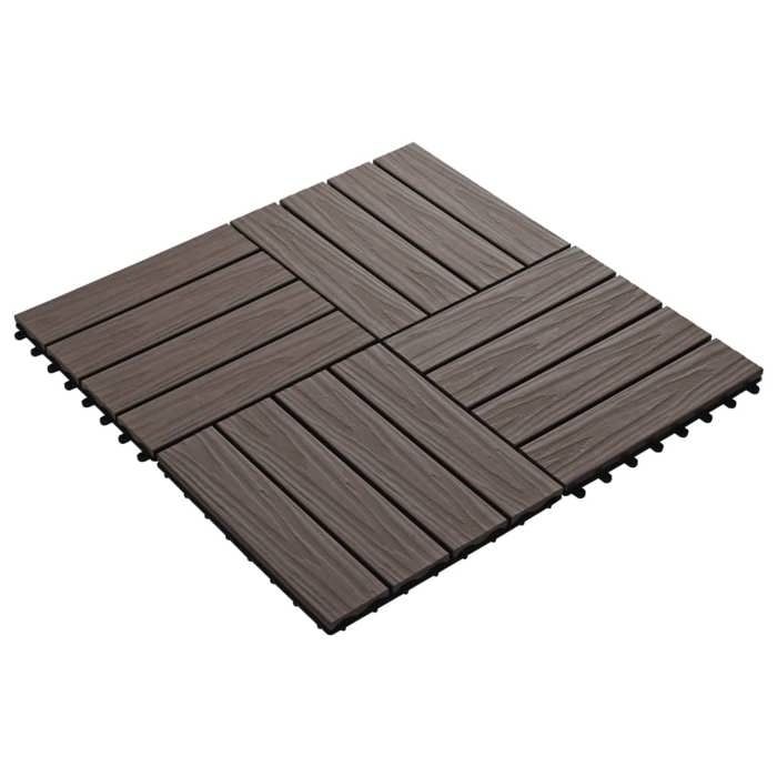 VidaXL 11x Carreau de Terrasse Relief WPC 30x30 cm 1 m² Marron Dalle de Jardin 45038