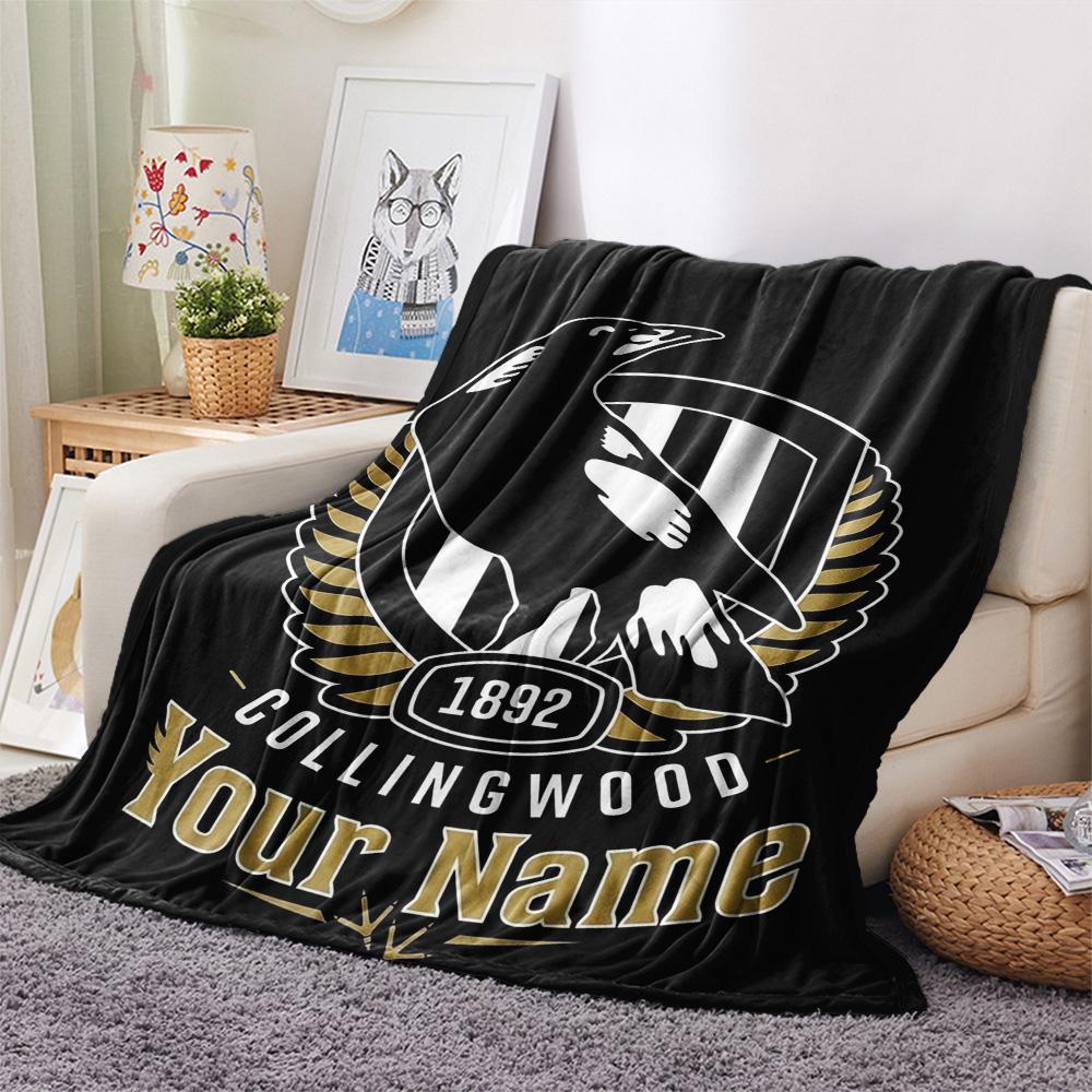 1PC Collingwood Raven Crest Custom Name Patterned Flannel Blanket Suitable For All Seasons For Home Decor Warmth And Comfort Gifts Holiday Present