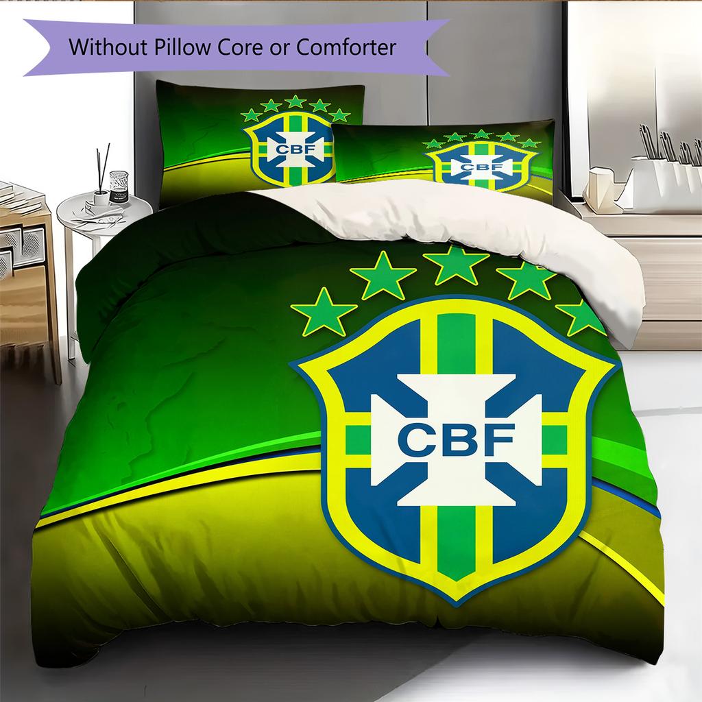 Brazil national football team  Pattern Bedding Quilt Set  Home Decoration  Gift (1 * duvet cover + 2 * pillowcase  without core)