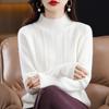 Cashmere Sweater Women Pullover Autumn Winter Casual Half High Neck Solid Long Sleeve Knitted Sweater Pullover Female