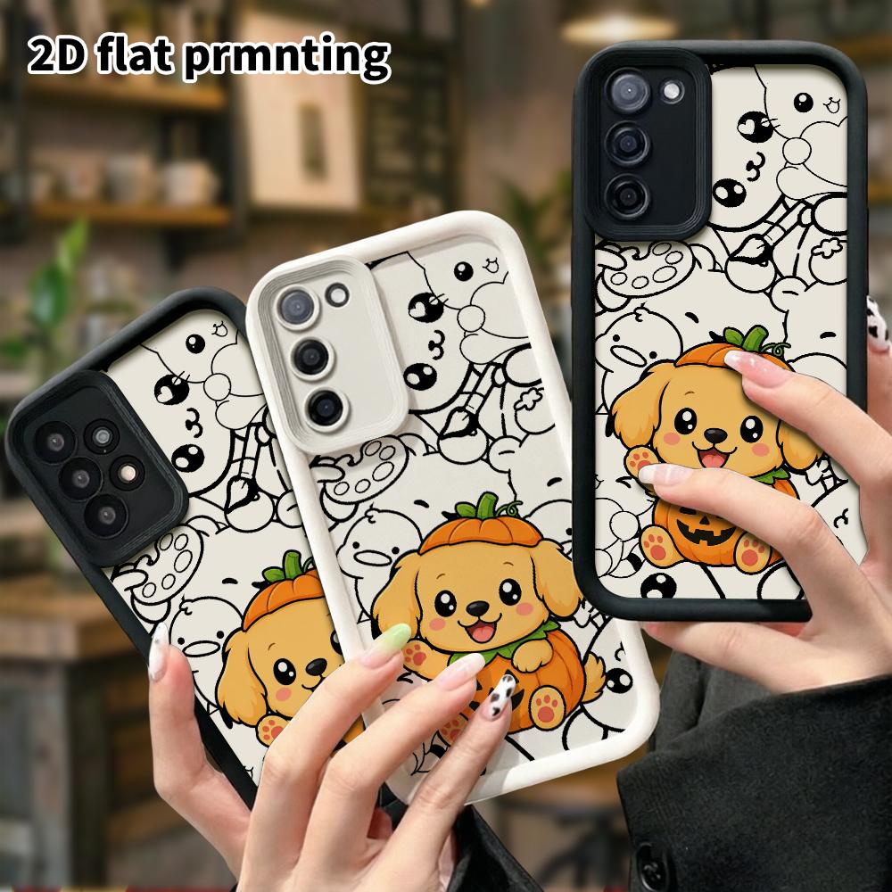 Phone case: 2D flat, suitable for Samsung Galaxy A34 A35 M05 M06 S20 S22 S21 FE Plus 5G protective case, golden yellow puppy, perfect Christmas and Ha