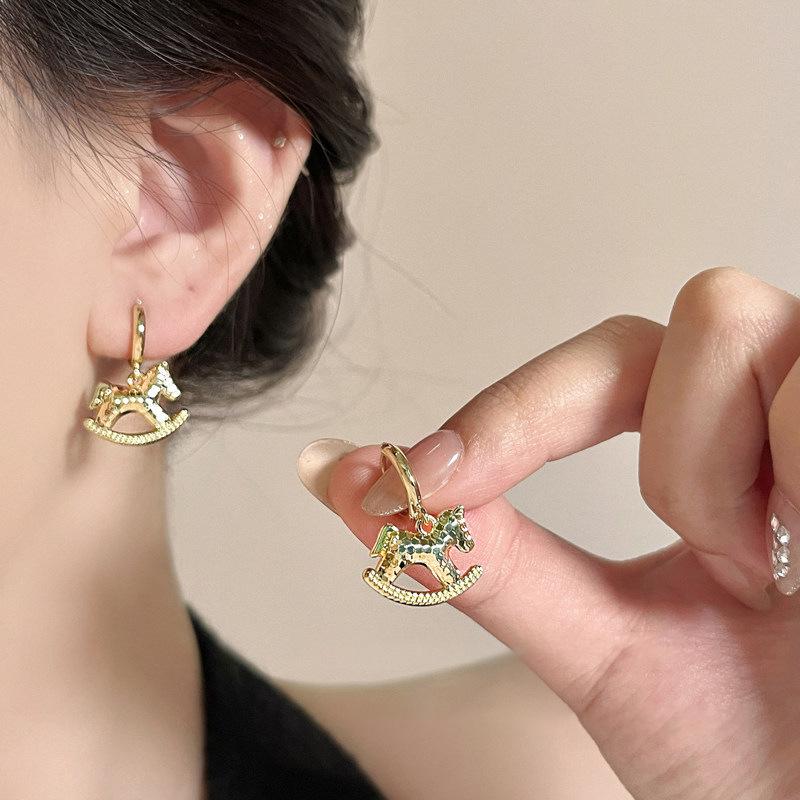 18k Gold Plated Zodiac Horse Earrings - Exquisite, Versatile, and Luxurious Accessories