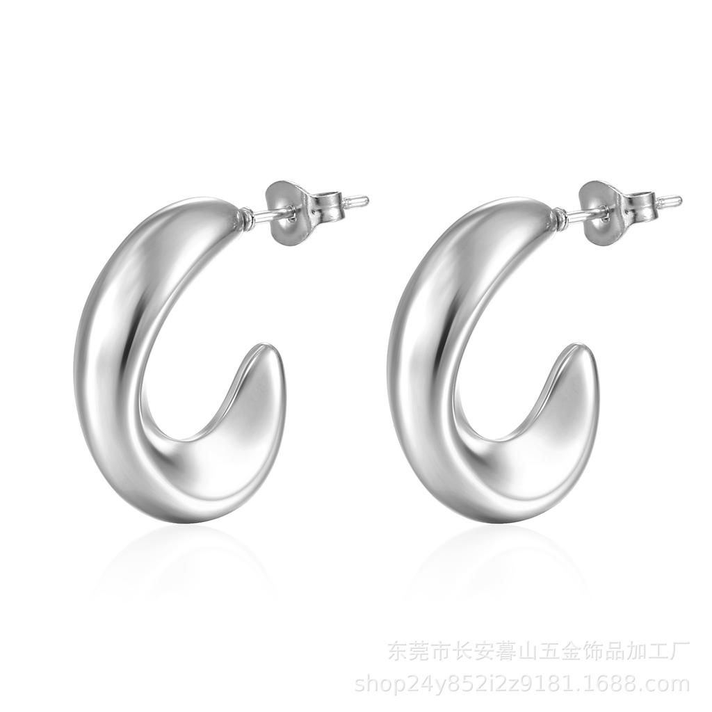 Stainless Steel Chunky Hoop Earrings for Women Teen 18K Gold Plated Hypoallergenic Thick Huggie Hoop Jewelry for Christmas Gifts