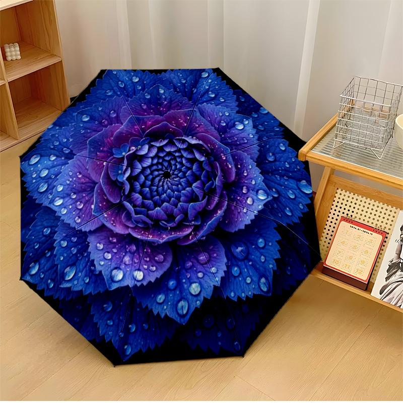 

Purple Roses with Butterflies (5) Theme Automatic Umbrella Compact 8-Rib Design Sturdy Construction Durable Umbrella Stylish Accessory