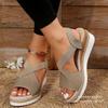 2025 Summer Foreign Trade Large Size Hemp Rope Straw Platform High Heel Open Toe Sandals Women's Slope Heel Beach Shoes