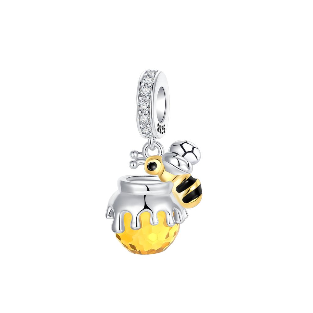 925 Silver Bee Charm Beads Bumblebee Pendant 4MM Hole Fit Bracelet Bangle DIY Jewelry Gift