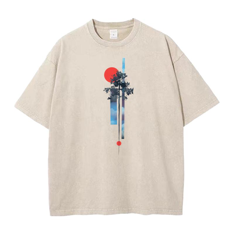 Tops Tees Abstract Natural Mother Day Short Sleeve Cotton Crew Neck Mens Washed T Shirt Printed Washed Tops Shirt Cute