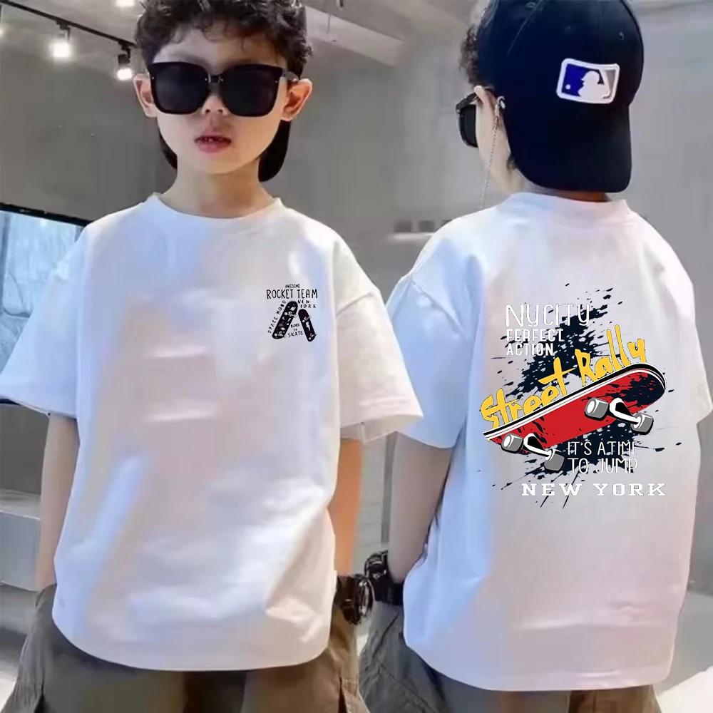 Summer Breathable Cotton Children TShirt Design Fashion Scooter Print Boys Tees Top Kid Clothes Short Sleeve Teenagers Tshirts