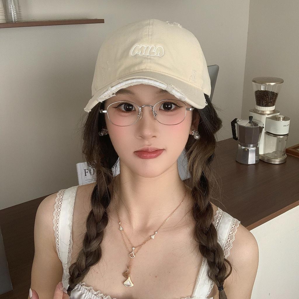 Letter Embroidered Baseball Cap Women'S Spring And Summer Face Small Holes Peaked Cap Versatile High Quality