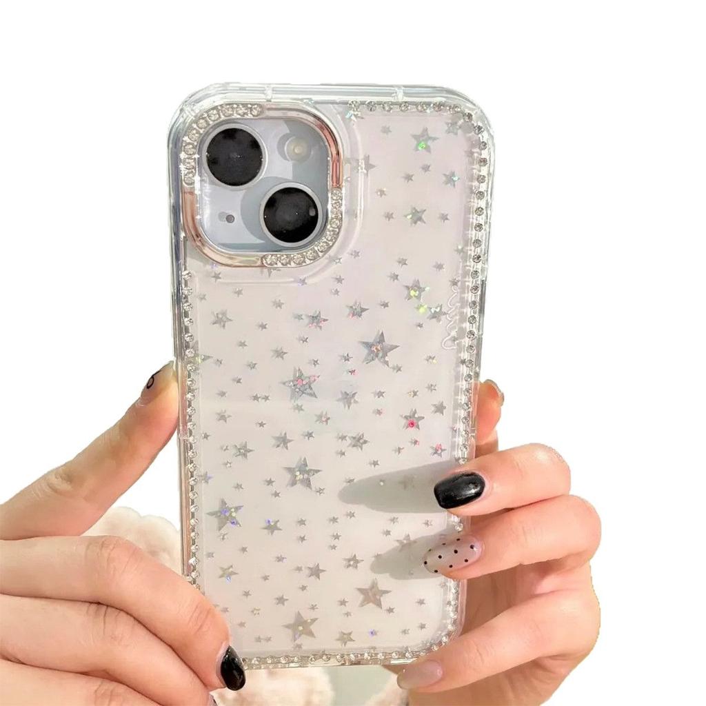 Laser Star Diamond Mobile Phone Case for Apple 17PRO High-end Simple Fashion Trendy Brand Inlaid Rhinestone Mobile Phone Case