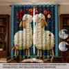 2pcs Cute Cartoon Sheep Print Perforated Blackout Curtains In Multiple Sizes For Living Room And Bedroom Insulation Decoration
