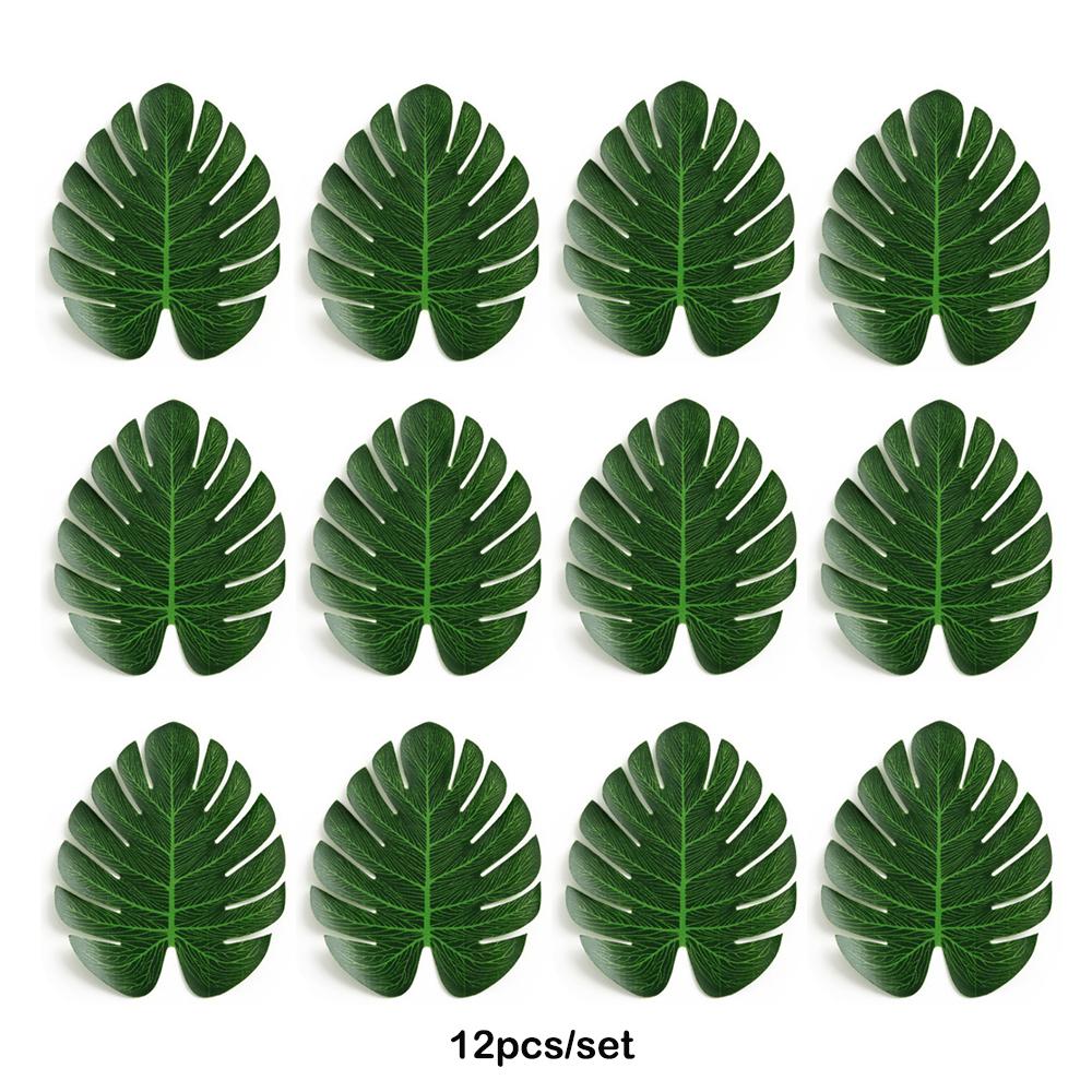 Artificial Tropical Palm Leaves Safari Jungle Decorations Hawaiian Luau Party Leaf Home Table Decor Wedding Birthday Fake Plants