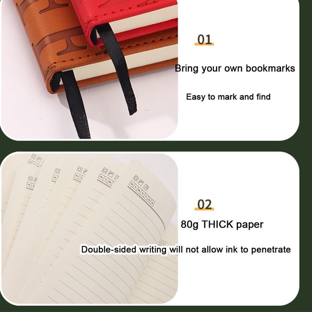 A5 Thick Leather Business Notebook, Buckle Office Notepad, Meeting Record Book, Travel Log, Diary, Student Notebook, Excerpt Book