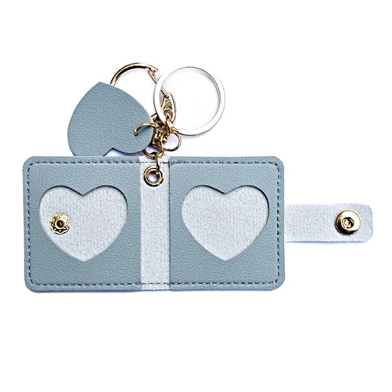1PC Mini Photo Album Portable DIY Pockets Storage Bag Charms Cute Keychain Gift Faux Leather Memorial Photo Album Multicolor