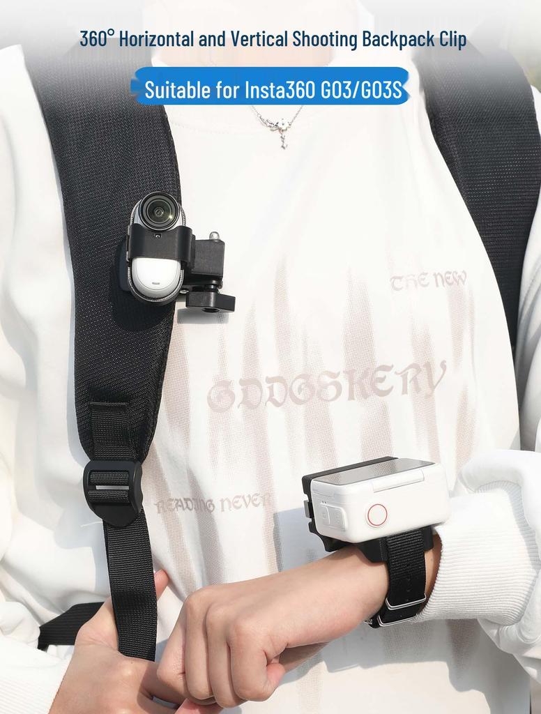Insta360 Go3S Clip Mount: Versatile Horizontal/Vertical Shooting for Backpack, Hat, Collar Accessories