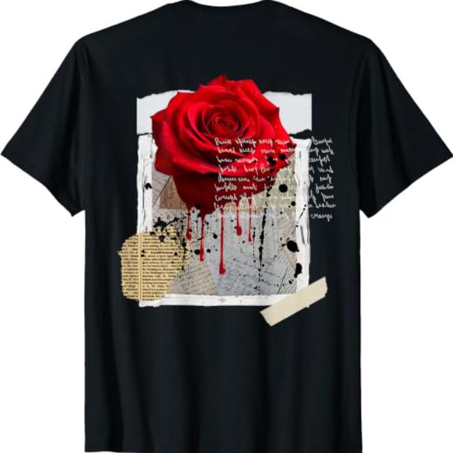 Streetwear Graphic Dark Floral Urban Aesthetic Tee T-Shirt, ON Back