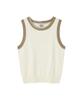 Lmr Stitch Point Color Block Knit Sleeveless Ivory