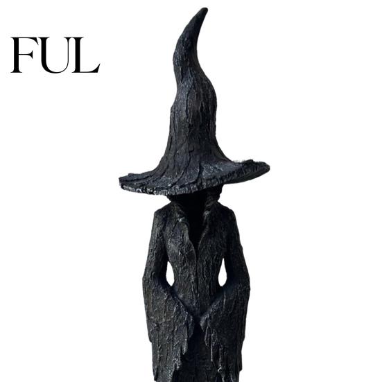 Unique Faceless Witch Ornament Halloween Statue, Resin Gothic Tree Figurine, Vintage Decor for Living Space Dark Fantasy Tabletop, Bookshelf