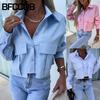 Women's Fashion Casual Long Sleeve POLO Neck Blouses & Shirts