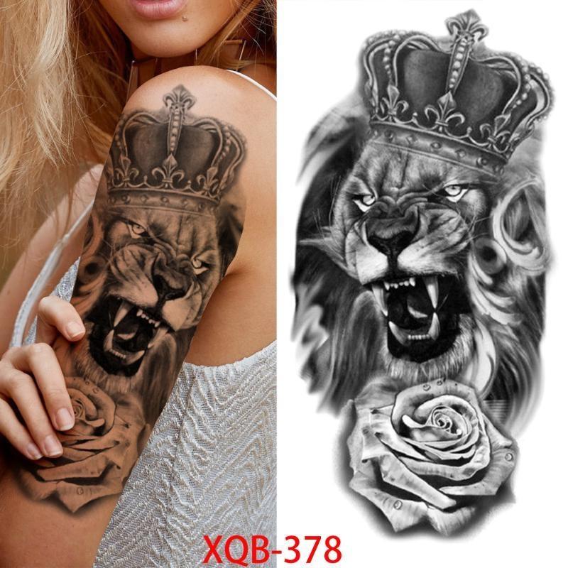 1 stk 210*114MM Havfrue Midlertidig Tatovering For Kvinner Menn Realistisk Rev Løve Blomst Tatoveringer Klistremerke Rygg Arm Engangs Død Hodeskalle Falsk Tatovering