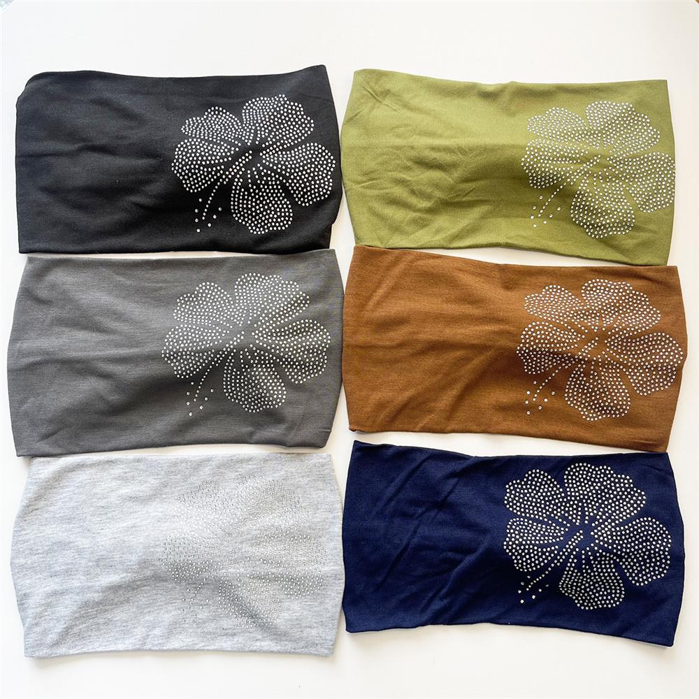 Stretchy Elastic Hairband Trendy Headwrap Outdoor Wide Rhinestone Headband for Women
